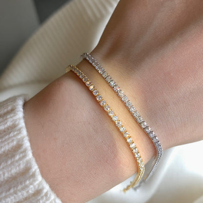 [Raffine] Pulsera de tenis con corte princesa radiante y brillante