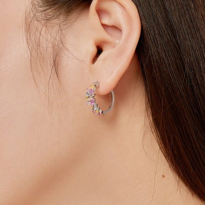 [Raffine]Dazzling Colorful Emerald Cut Daily Earrings