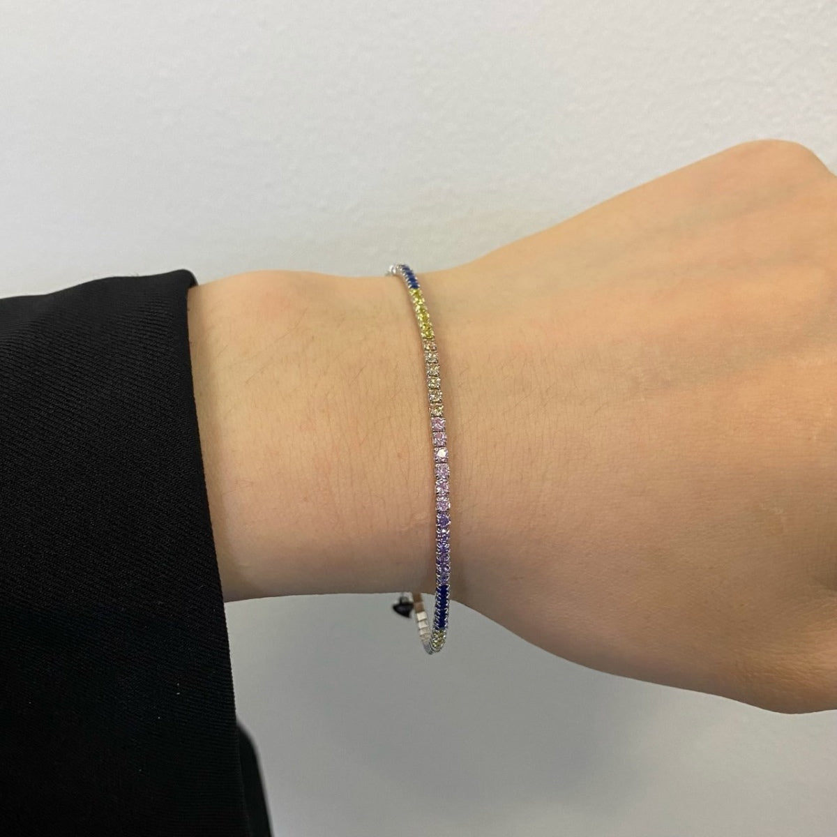 [Raffine] Pulsera de tenis con corte princesa radiante y brillante