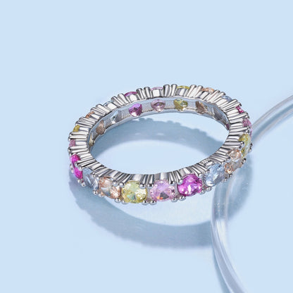 [Raffine] Anillo de tenis de corte redondo deslumbrante y brillante