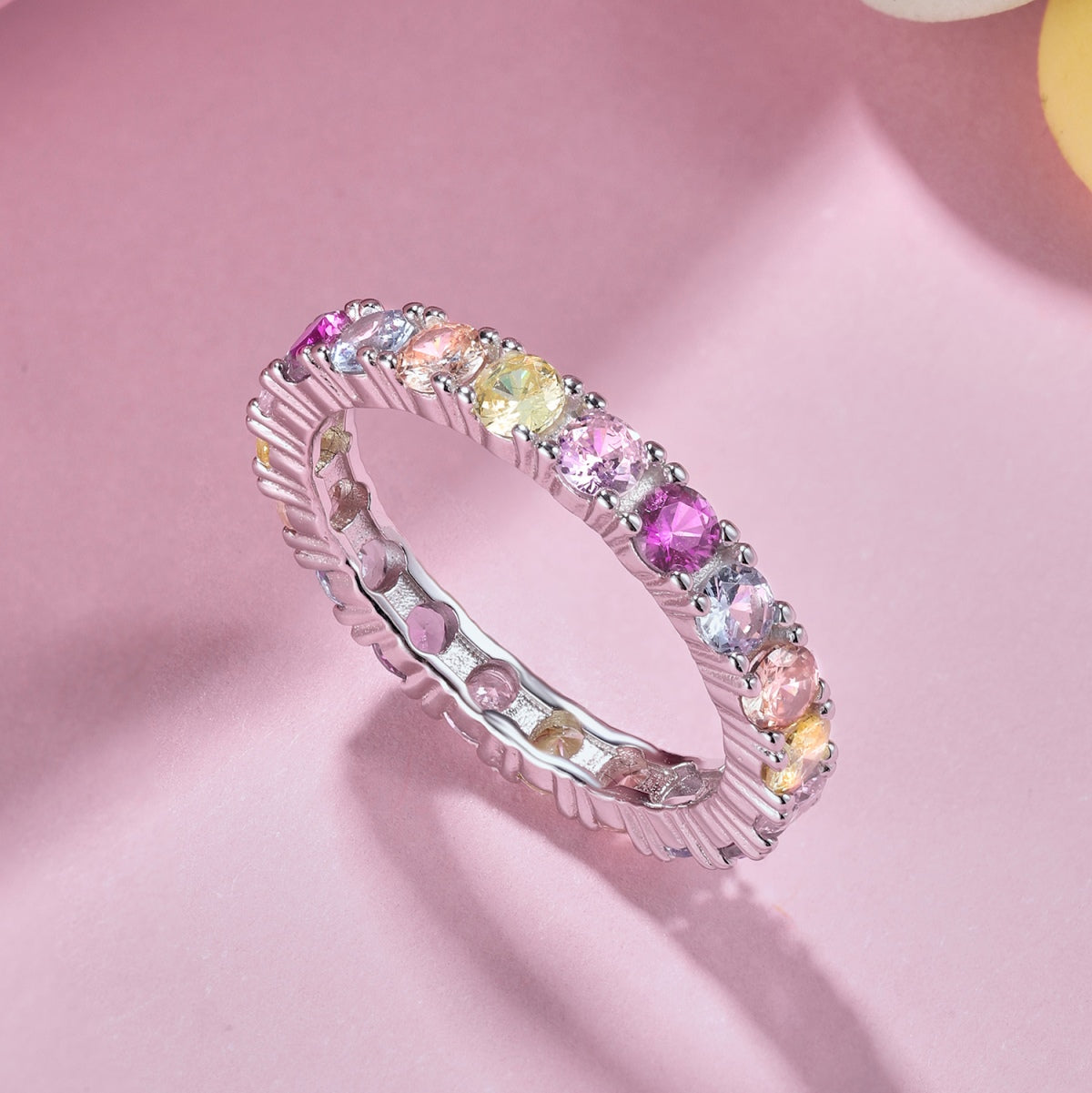 [Raffine] Anillo de tenis de corte redondo deslumbrante y brillante