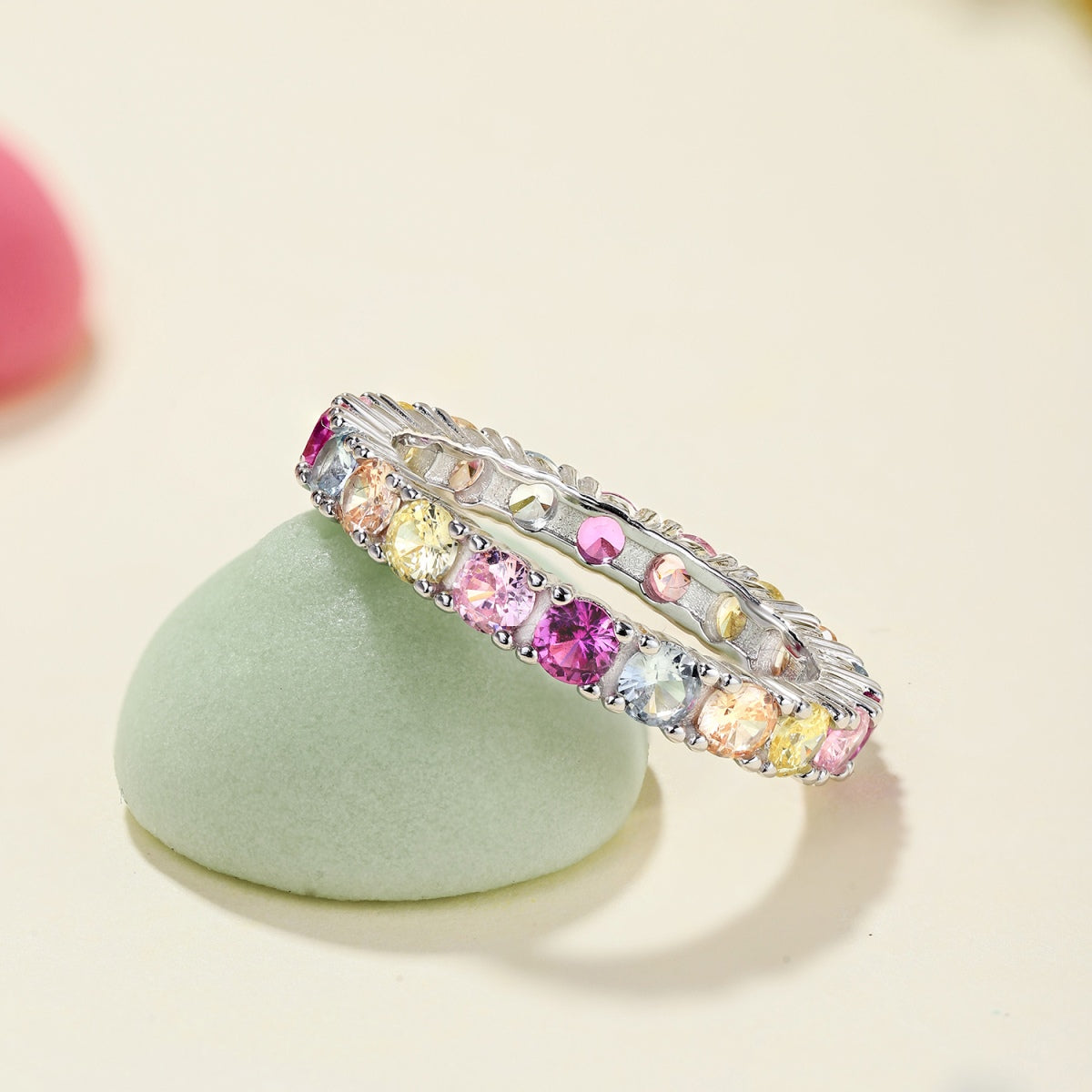 [Raffine] Anillo de tenis de corte redondo deslumbrante y brillante