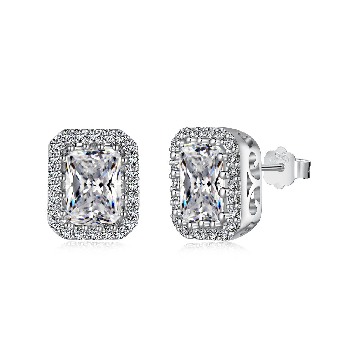 [Raffine]1.0 Carat Luxurious Dainty Emerald Cut Daily Earrings
