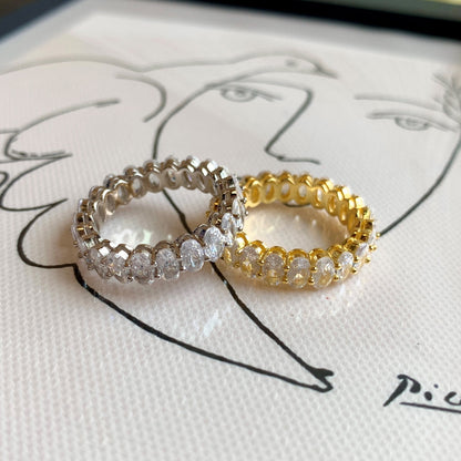 [Raffine]Anillo de tenis con corte ovalado ornamentado