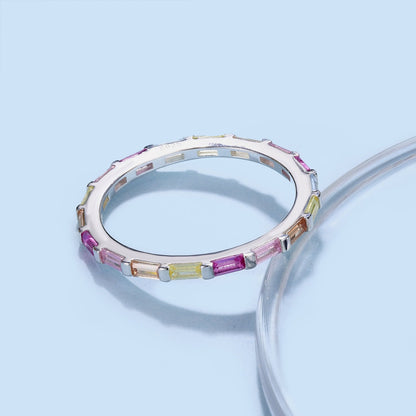 [Raffine] Exquisito anillo diario con corte esmeralda multicolor