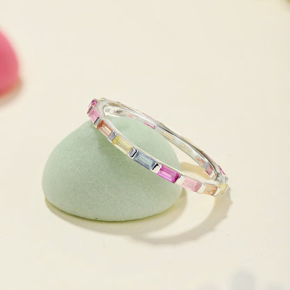 [Raffine] Exquisito anillo diario con corte esmeralda multicolor