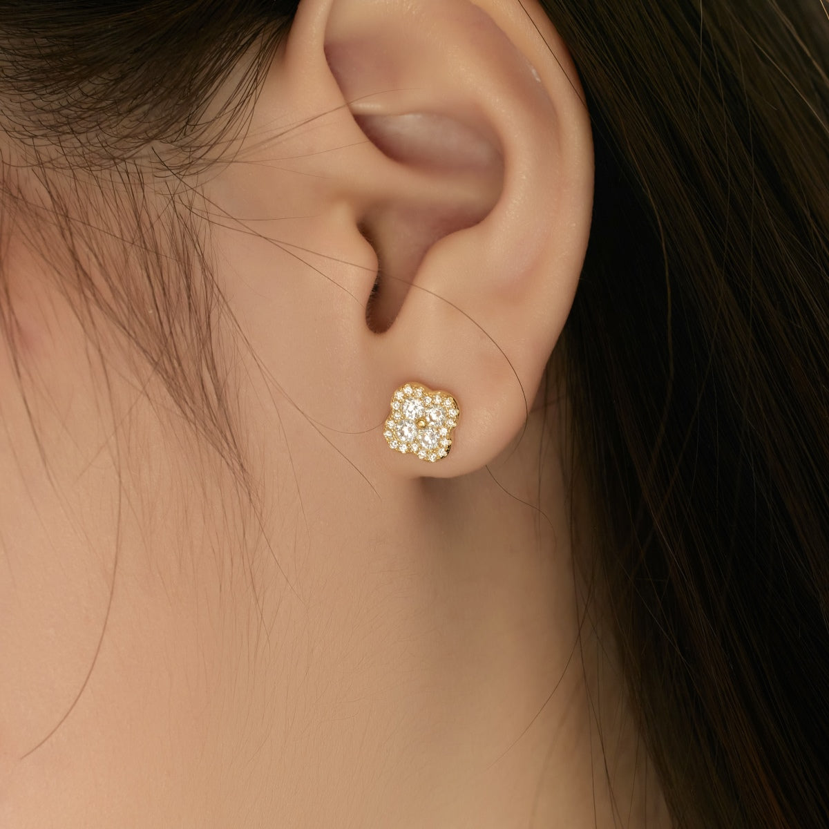 [Raffine]Boucles d'oreilles en forme de fleur de trèfle à quatre feuilles