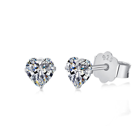 [Raffine]Sparkling Heart Shaped Simple Earrings