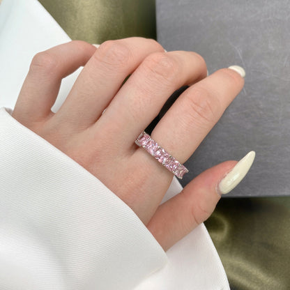 [Raffine] Elegante anillo de tenis de corte princesa