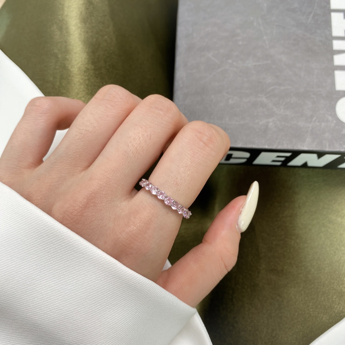 [Raffine] Anillo de tenis de corte redondo brillante