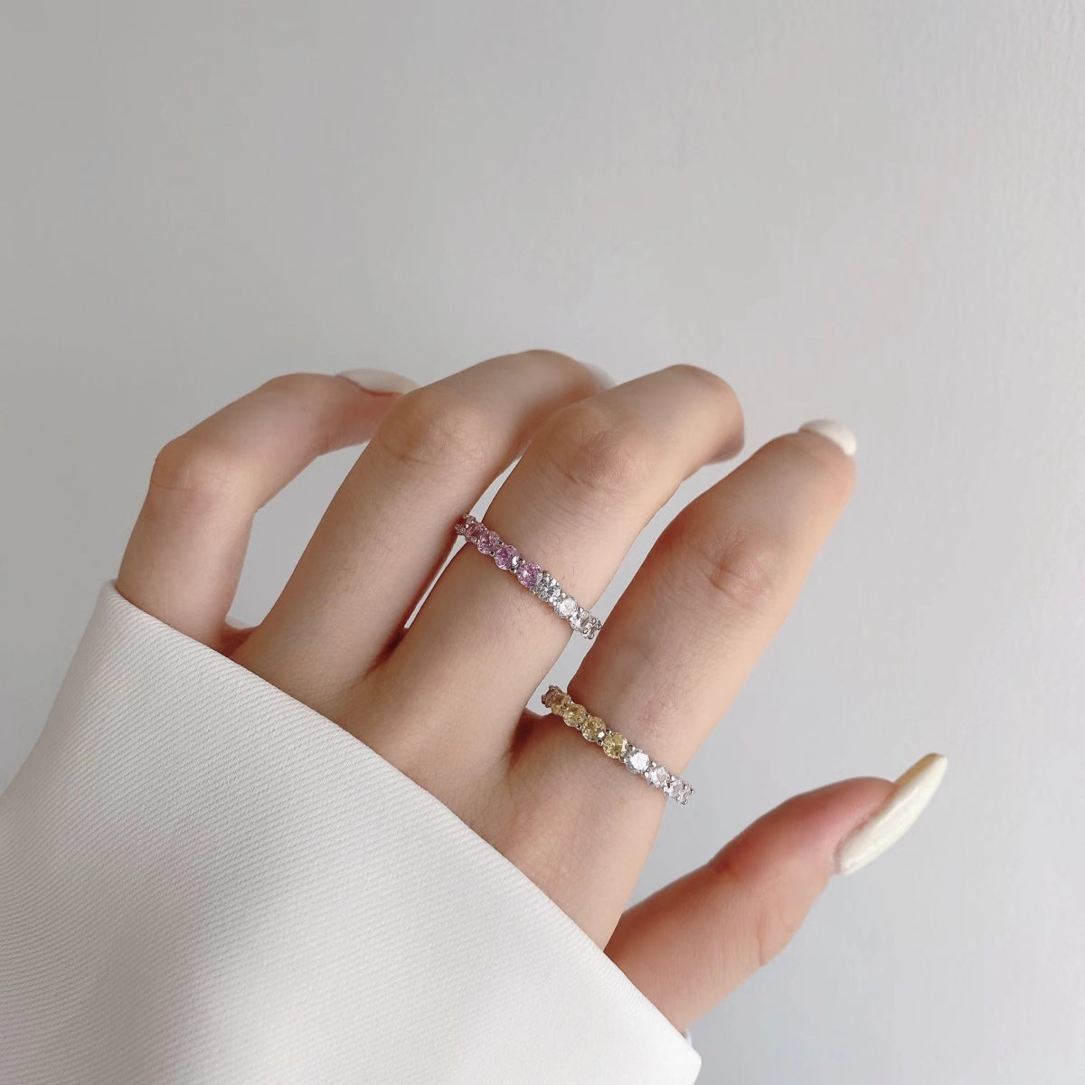 [Raffine] Anillo de tenis de corte redondo brillante