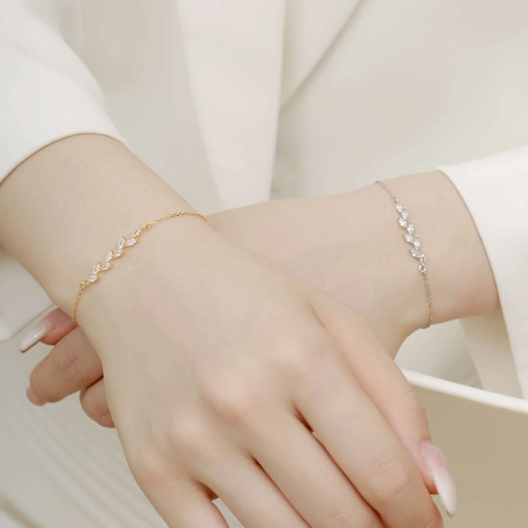 [Raffine] Elegante pulsera con forma de hojas de trigo