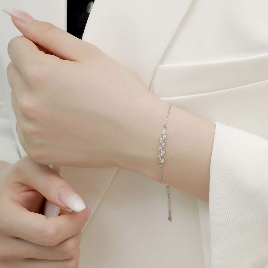 [Raffine] Elegante pulsera con forma de hojas de trigo
