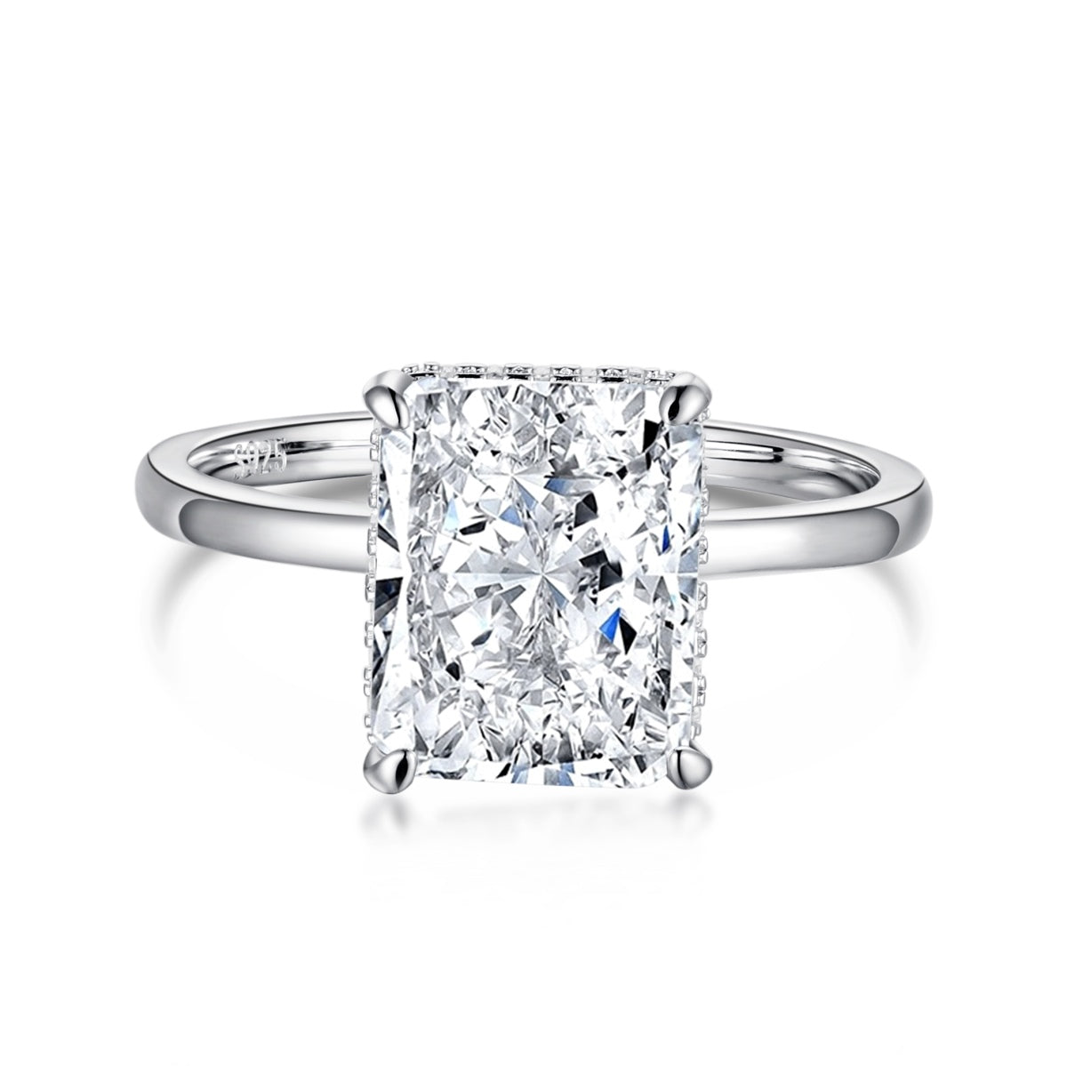 [Raffine] Anillo de banquete de 4,0 quilates con corte radiante y ornamentado