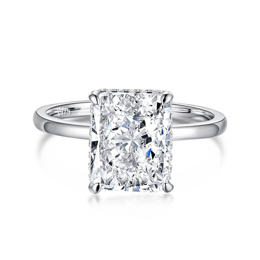 [Raffine] Anillo de banquete de 4,0 quilates con corte radiante y ornamentado