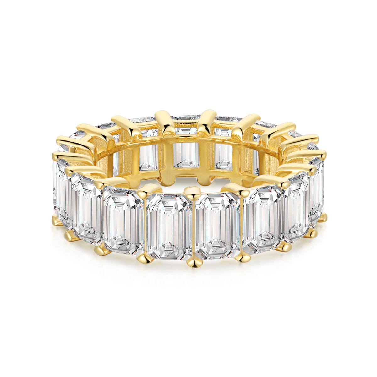 [Raffine] Anillo de tenis elegante de talla esmeralda de 0,75 quilates