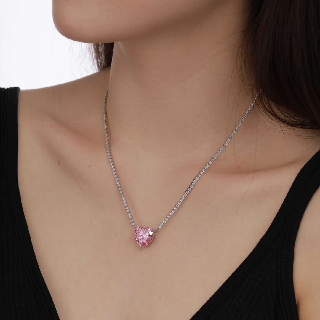 [Raffine] Collar de tenis con forma de corazón, versátil y colorido, de 8.0 quilates