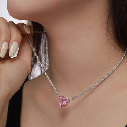 [Raffine] Collar de tenis con forma de corazón, versátil y colorido, de 8.0 quilates