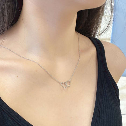 [Raffine]Sterling Silver Love Double Ring Necklace