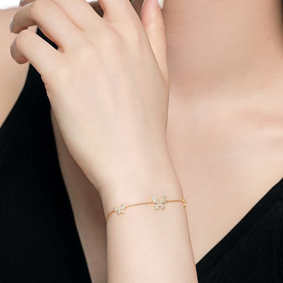 [Raffine]Pulsera delicada con colgante de mariposa