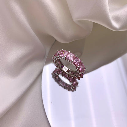 [Raffine] Elegante anillo de tenis de corte princesa