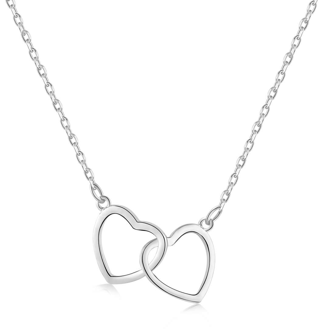 [Raffine]Sterling Silver Love Double Ring Necklace