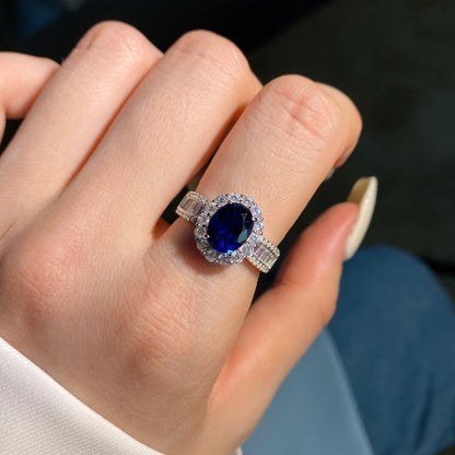[Raffine] Anillo de banquete de corte ovalado deslumbrante y encantador de 1,5 quilates