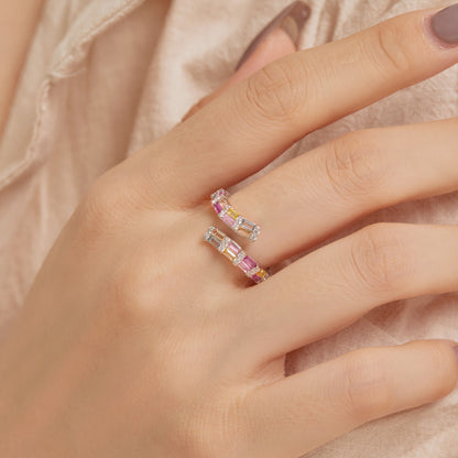 [Raffine] Anillo ajustable diario con corte radiante, colorido y encantador