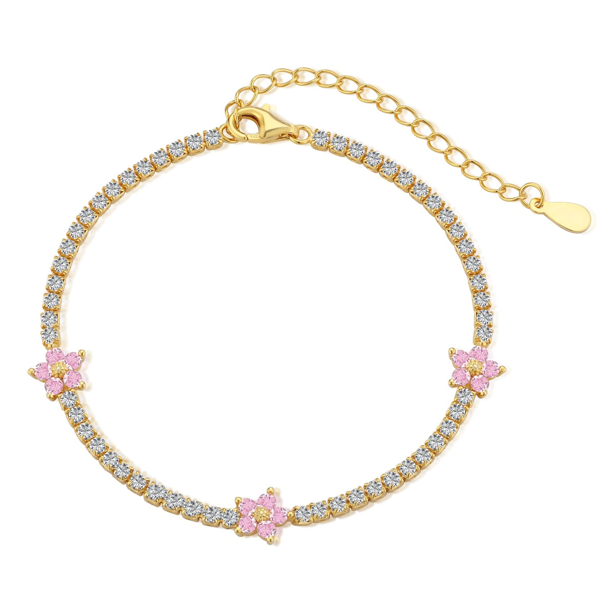 [Raffine] Pulsera de tenis con forma de flor brillante