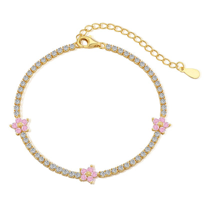 [Raffine] Pulsera de tenis con forma de flor brillante