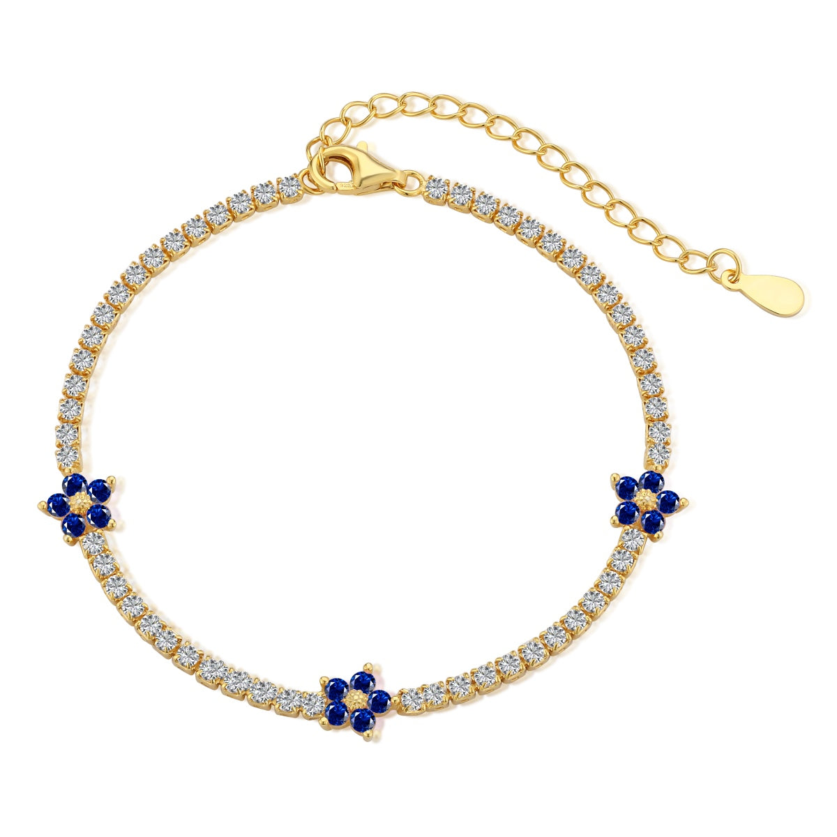 [Raffine] Pulsera de tenis con forma de flor brillante