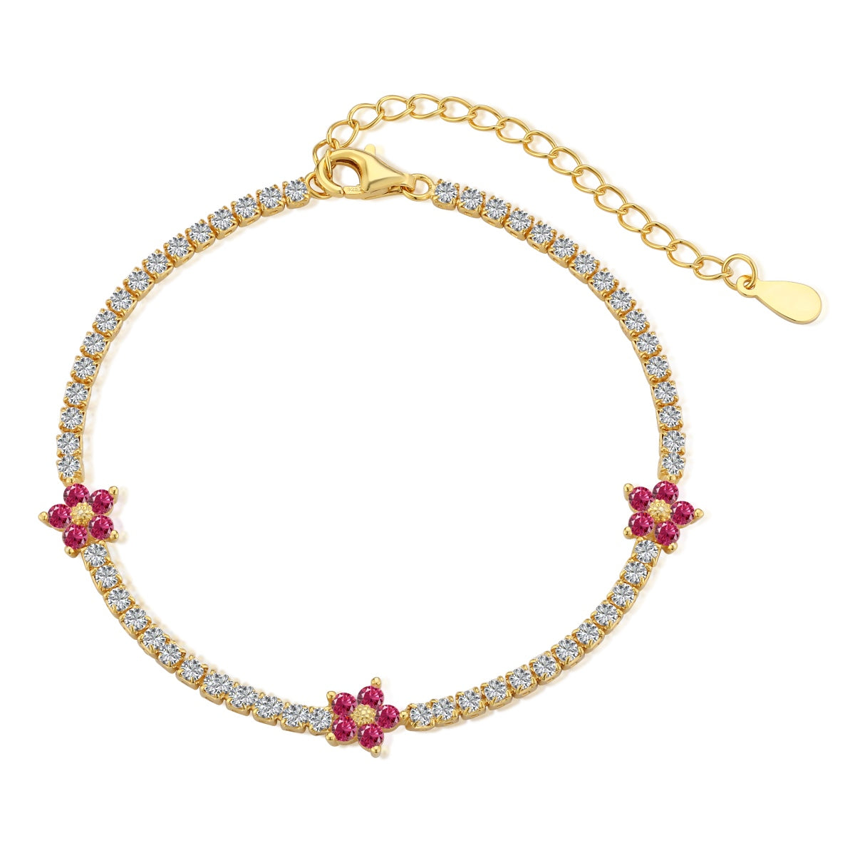 [Raffine] Pulsera de tenis con forma de flor brillante