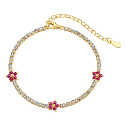 [Raffine] Pulsera de tenis con forma de flor brillante