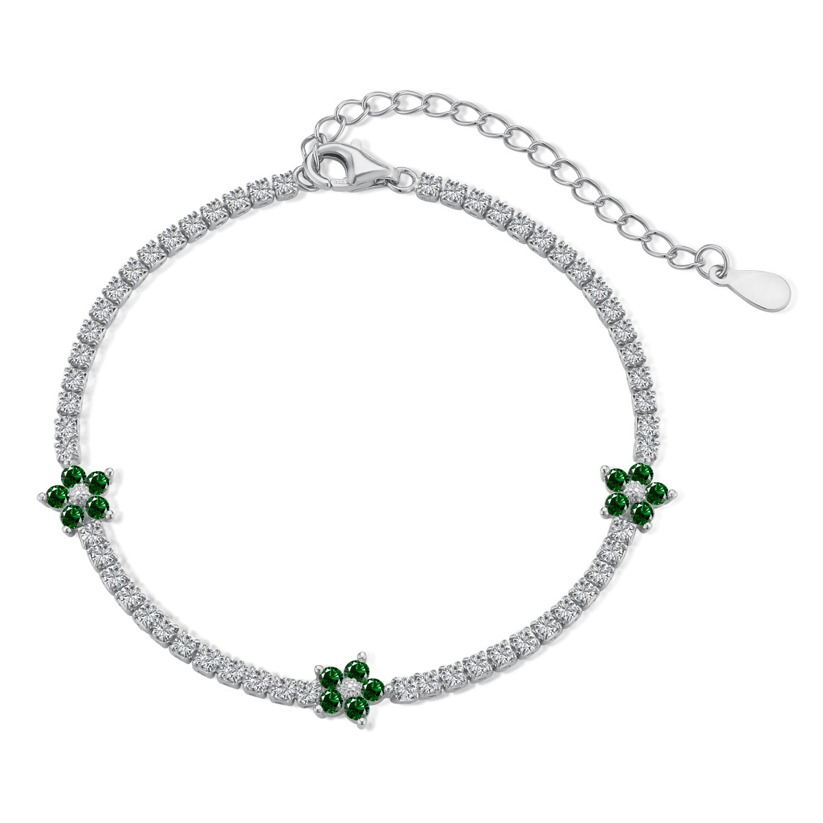 [Raffine] Pulsera de tenis con forma de flor brillante
