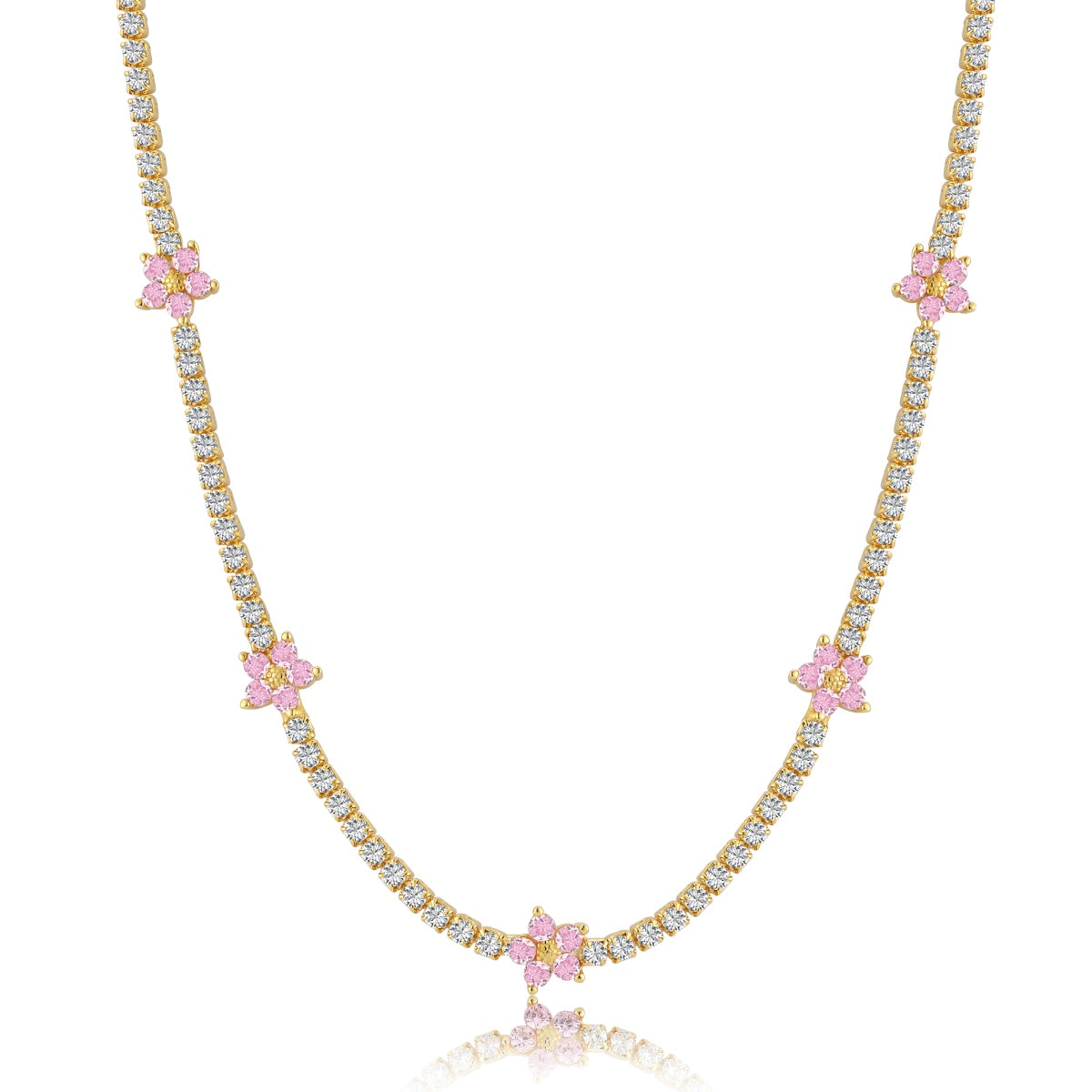 [Raffine]Luxurious Colorful Flower Tennis Necklace