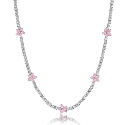 [Raffine]Luxurious Colorful Flower Tennis Necklace