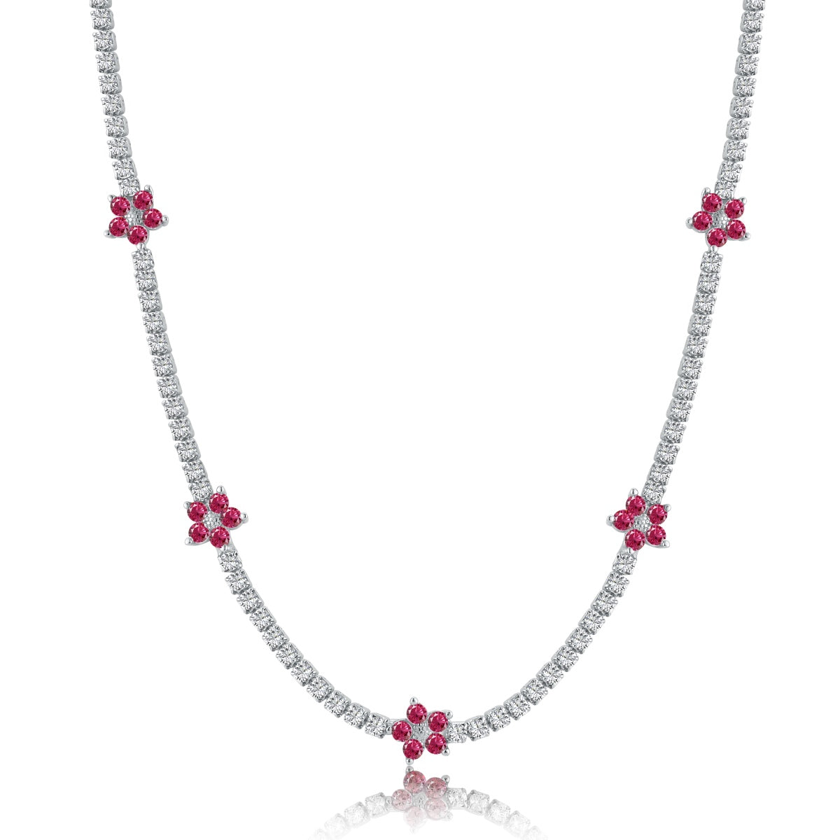 [Raffine]Luxurious Colorful Flower Tennis Necklace
