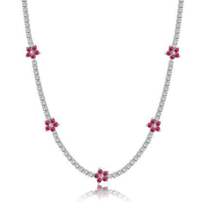 [Raffine]Luxurious Colorful Flower Tennis Necklace
