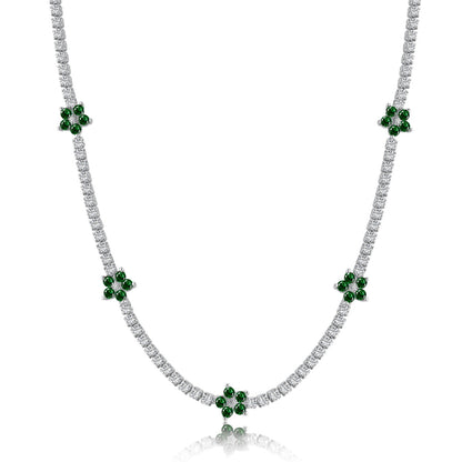 [Raffine]Luxurious Colorful Flower Tennis Necklace