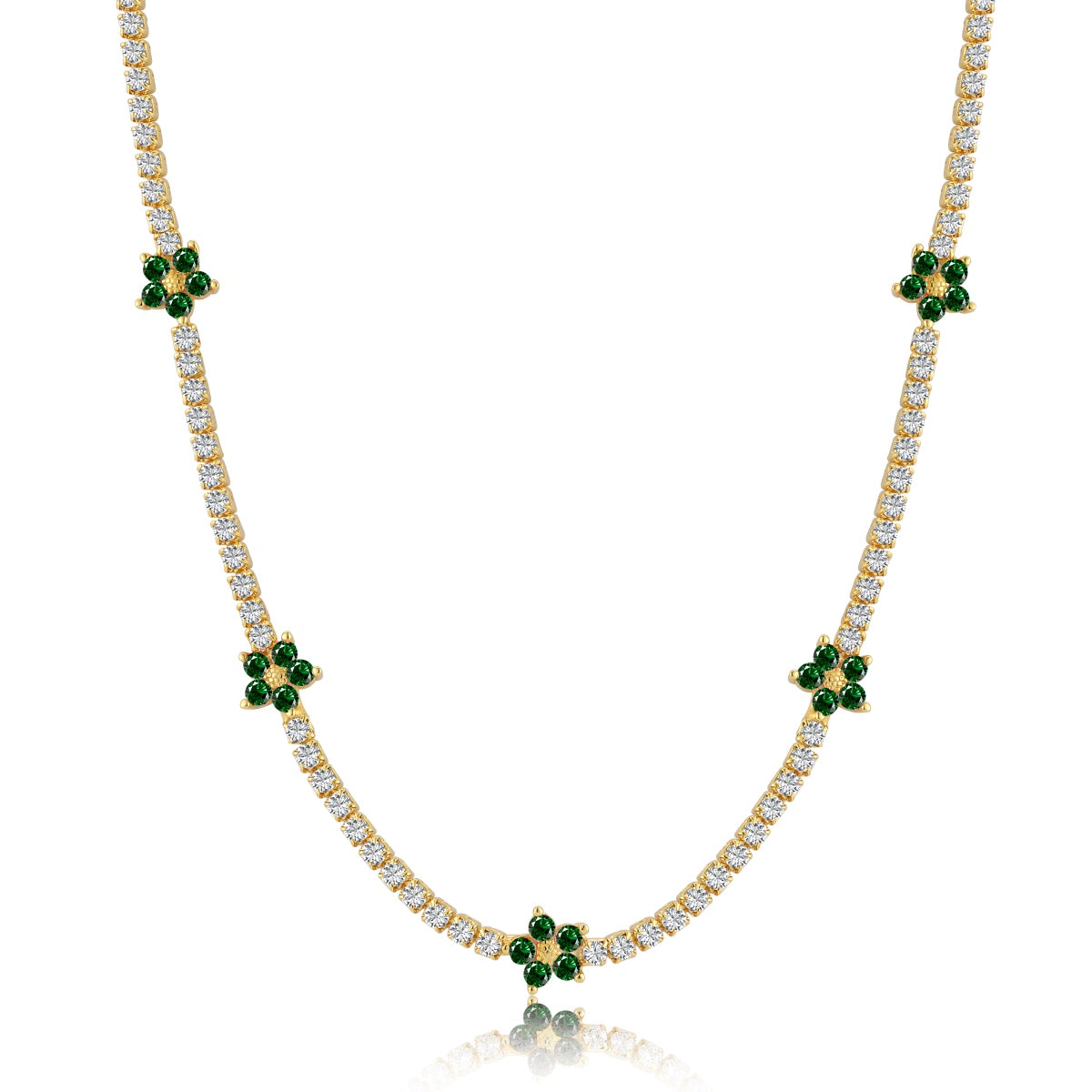 [Raffine]Luxurious Colorful Flower Tennis Necklace