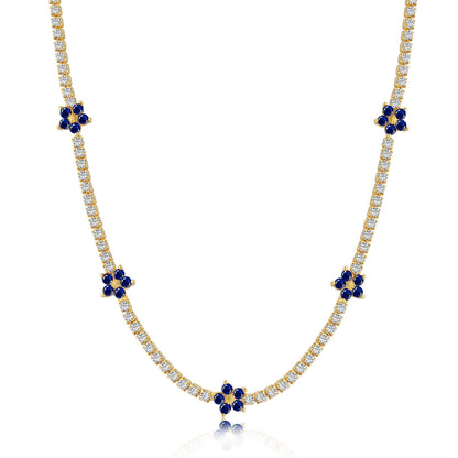 [Raffine]Luxurious Colorful Flower Tennis Necklace