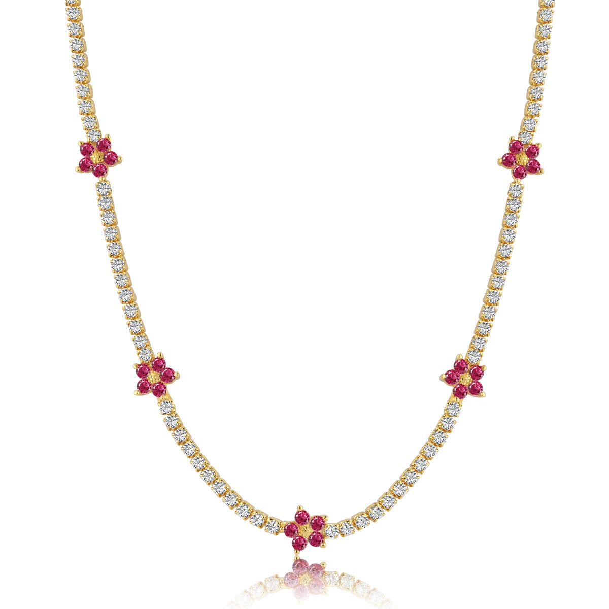 [Raffine]Luxurious Colorful Flower Tennis Necklace