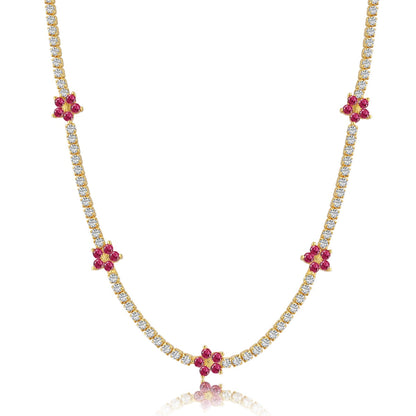 [Raffine]Luxurious Colorful Flower Tennis Necklace