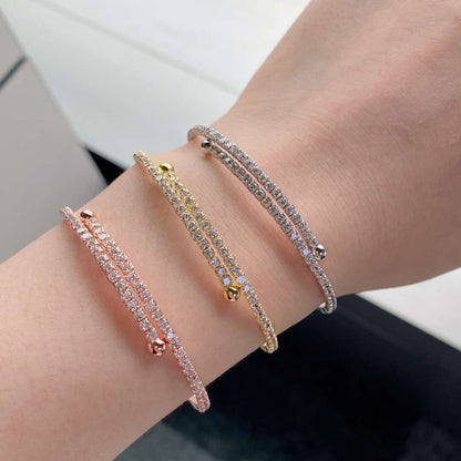 [Raffine]Pulsera de moda redonda con hilera de diamantes