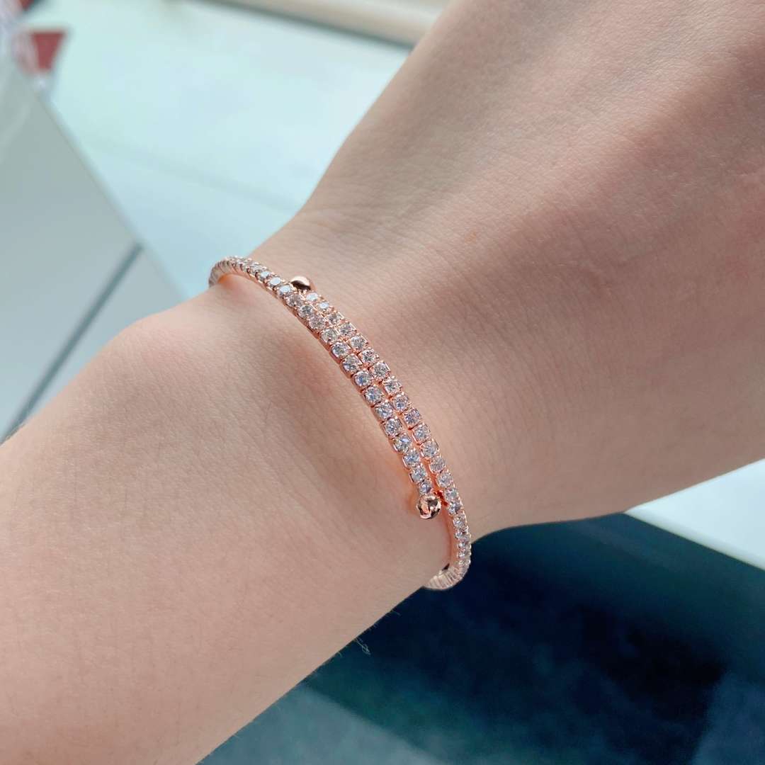 [Raffine]Pulsera de moda redonda con hilera de diamantes