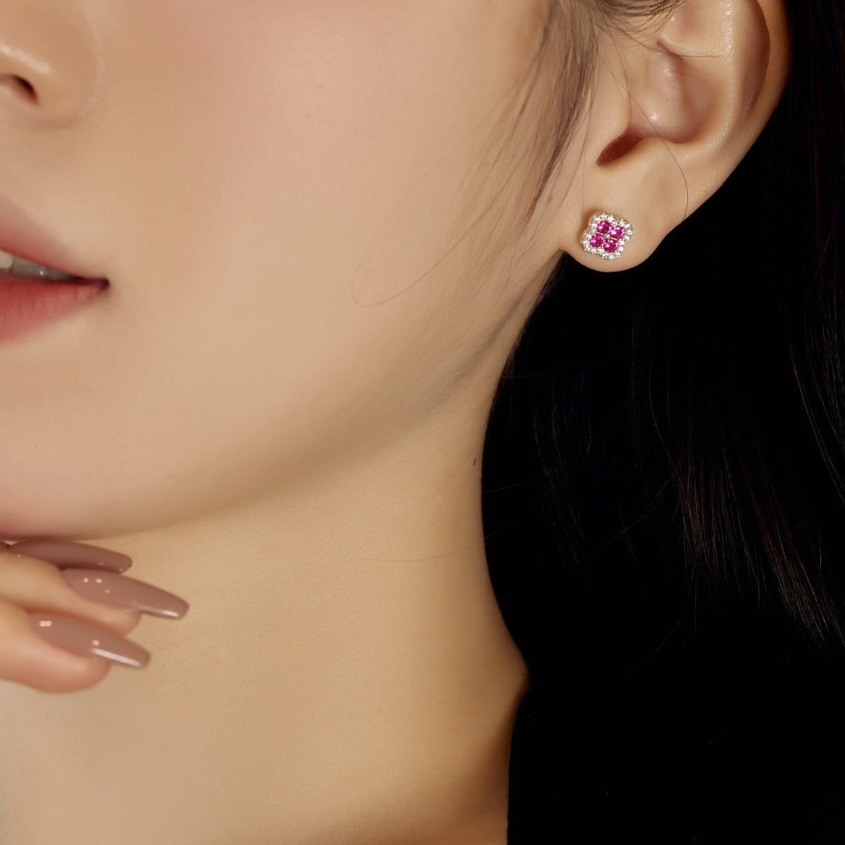 [Raffine]Boucles d'oreilles en forme de fleur de trèfle à quatre feuilles