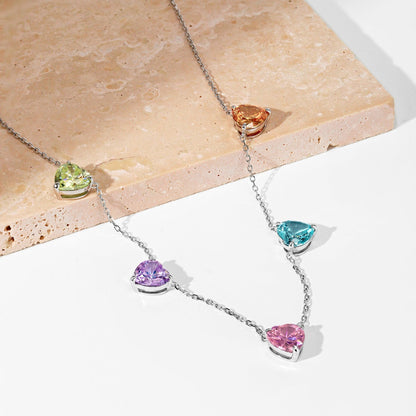 [Raffine]Sparkling Colorful Heart Cut Necklace