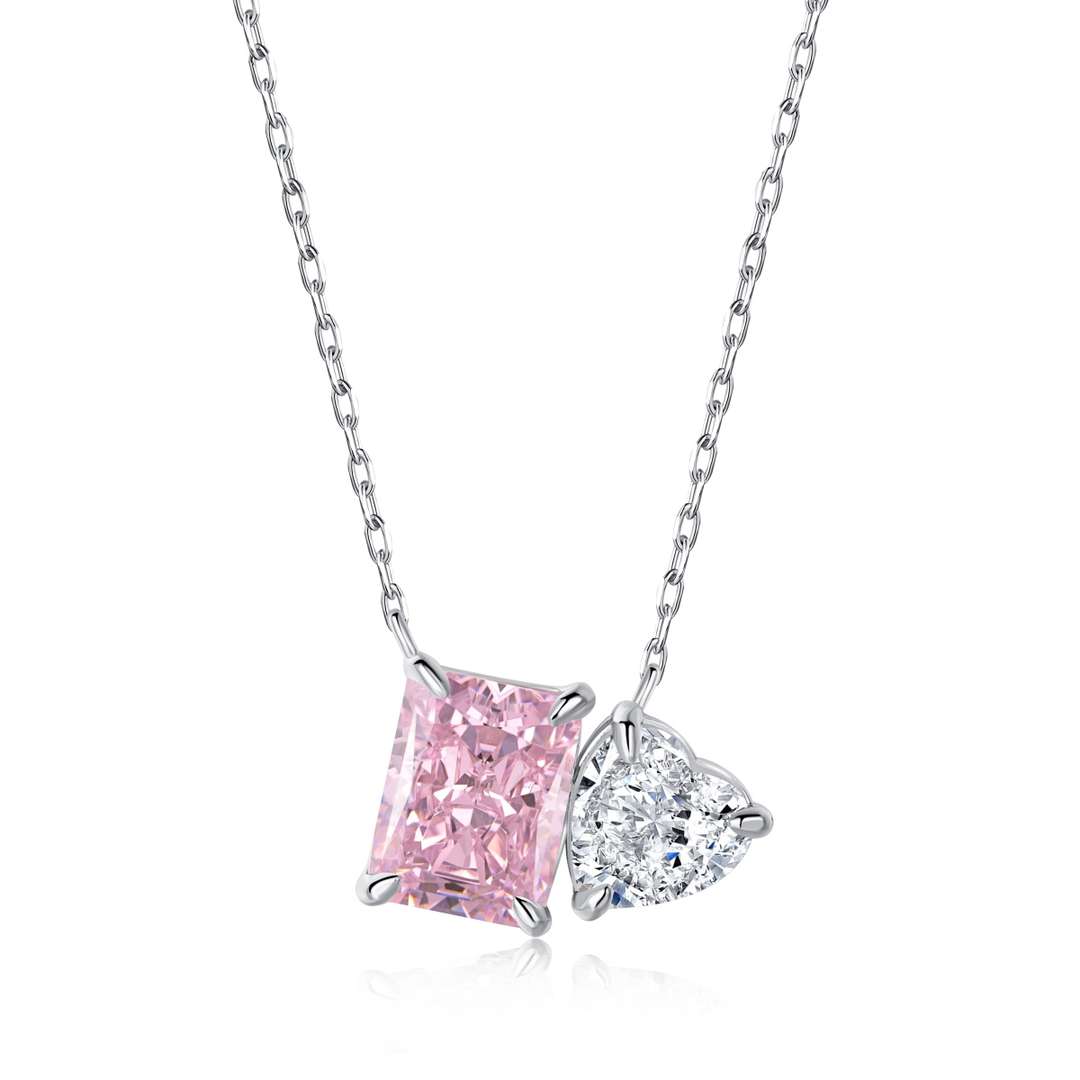 [Raffine]Dazzling Square & Heart Shape Necklace