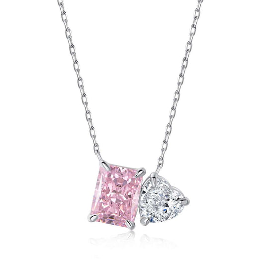 [Raffine]Dazzling Square & Heart Shape Necklace