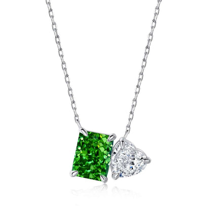 [Raffine]Dazzling Square & Heart Shape Necklace